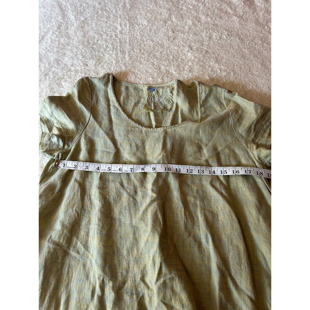 Yuvita Light Green 100% Linen Maxi Dress Size Medium - Picture 4 of 6